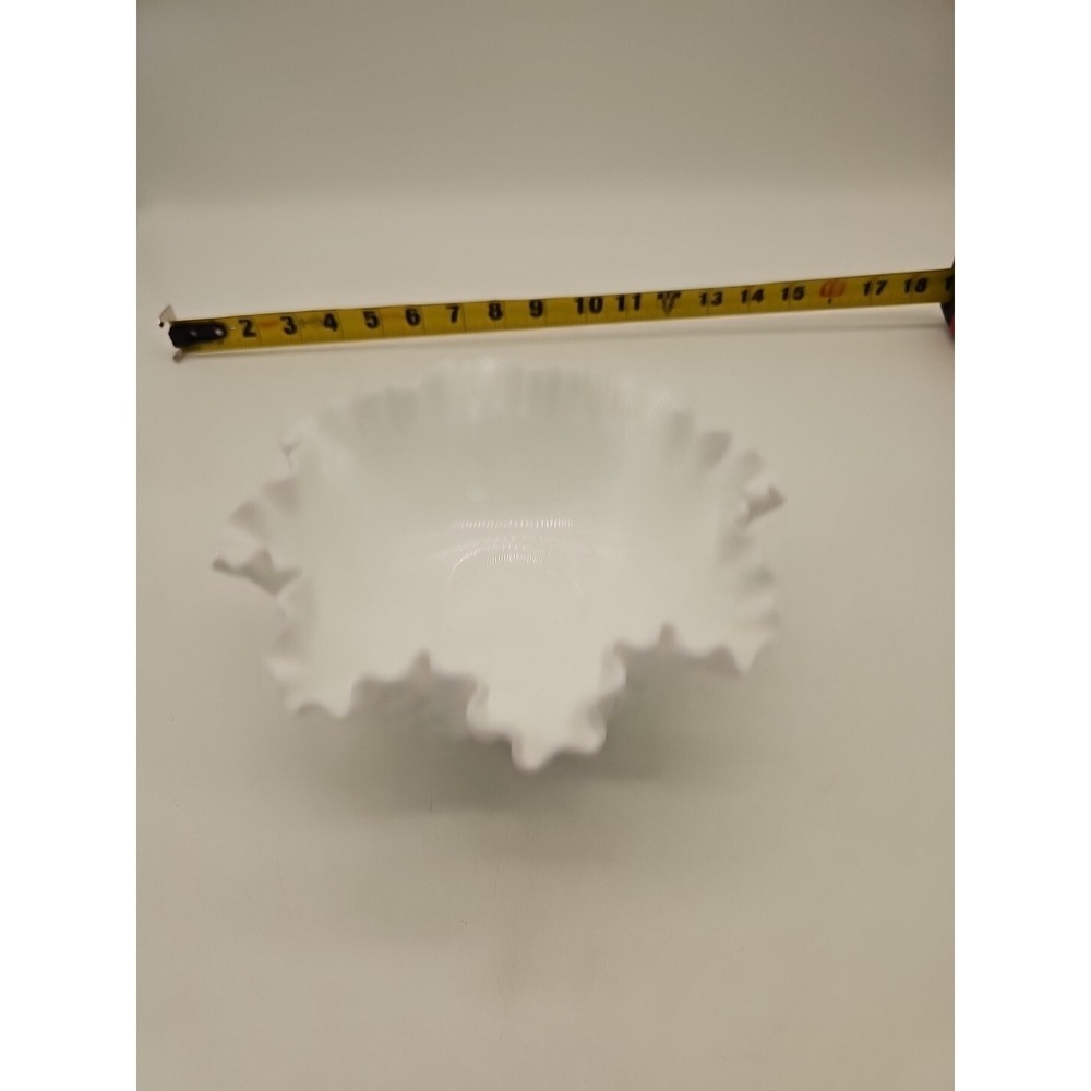 Fenton Hobnail Milk Glass Bowl with Twist Detail 8 Inch